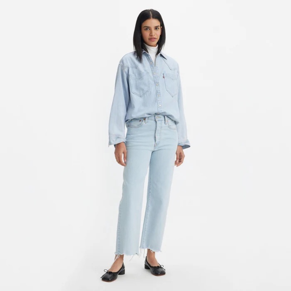 Levi's Women's Ribcage Fray Hem Straight Ankle Jeans Size 29